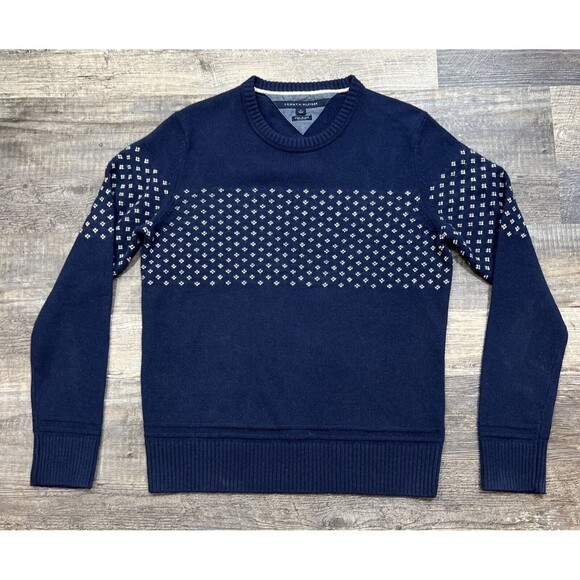 Vintage Tommy Hilfiger Men's Lambs Wool Blend Navy Grandpa Golf Sweater Size M - Picture 12 of 12